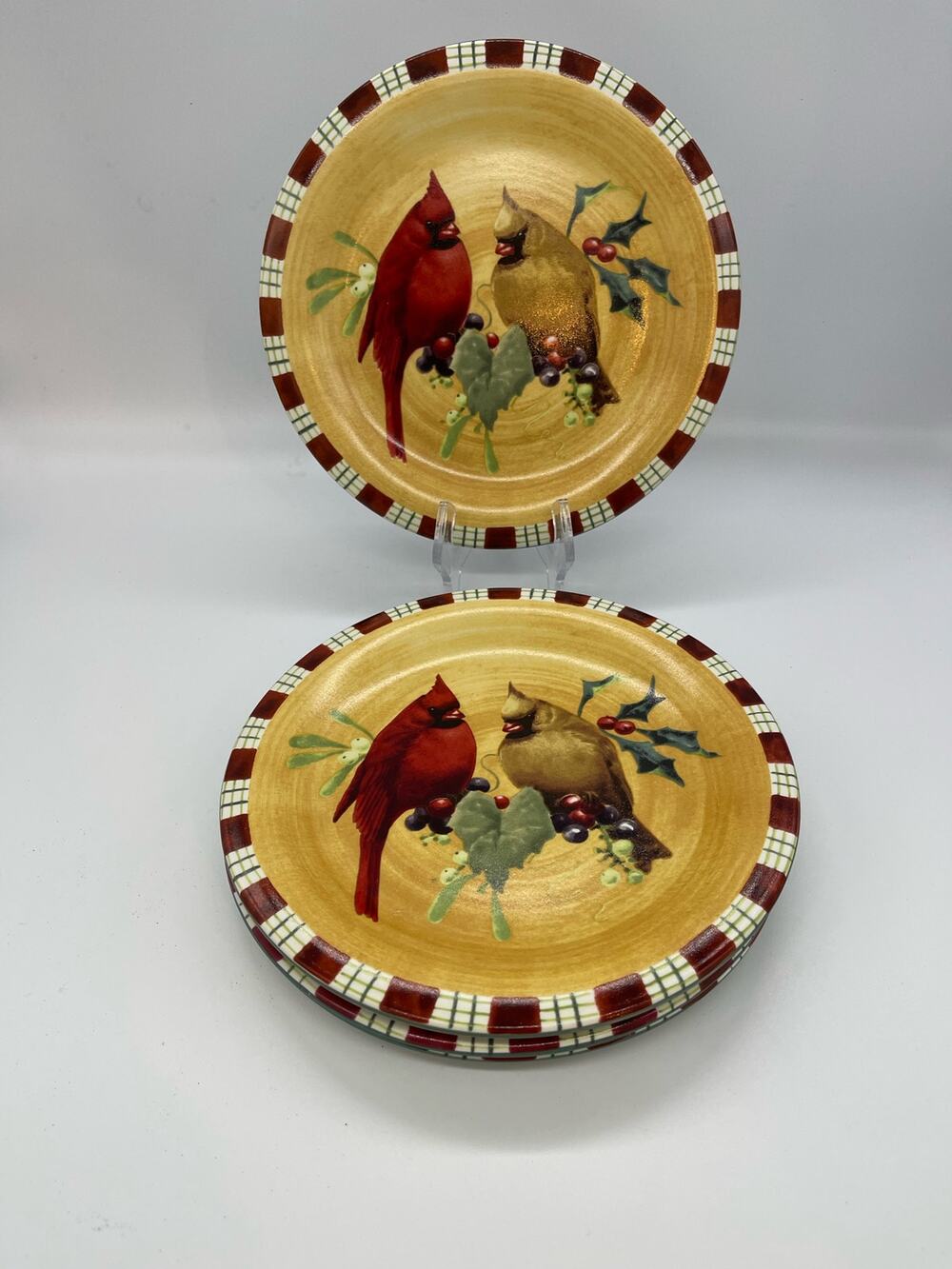 Lenox Winter Greetings Cardinal by Catherine McClung Set of 4 Salad Plates 8.5"